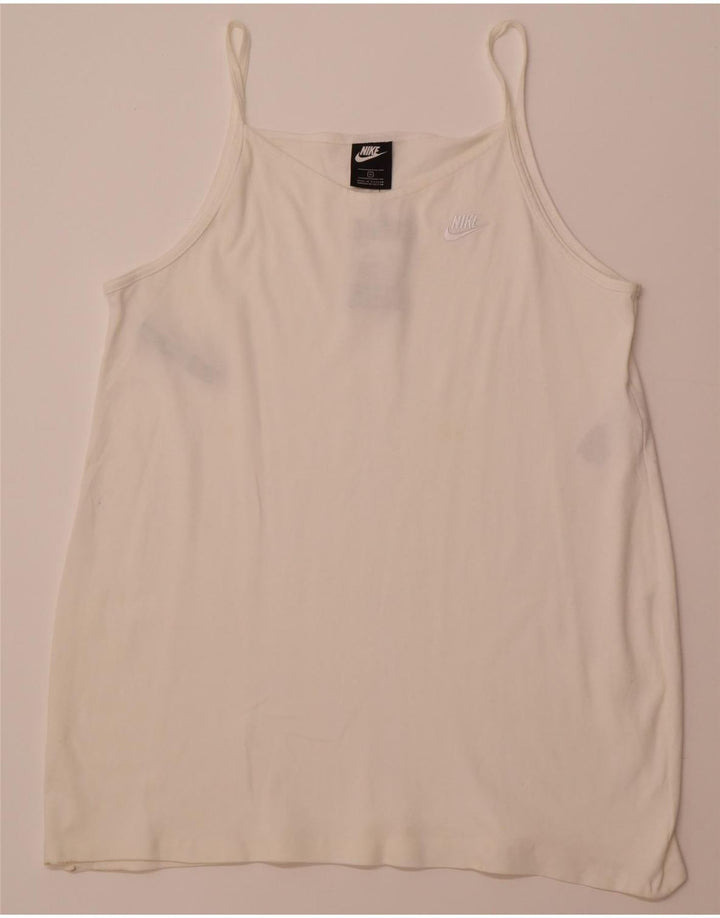 NIKE Dame Cami Top UK 18 XL Off White Bomuld