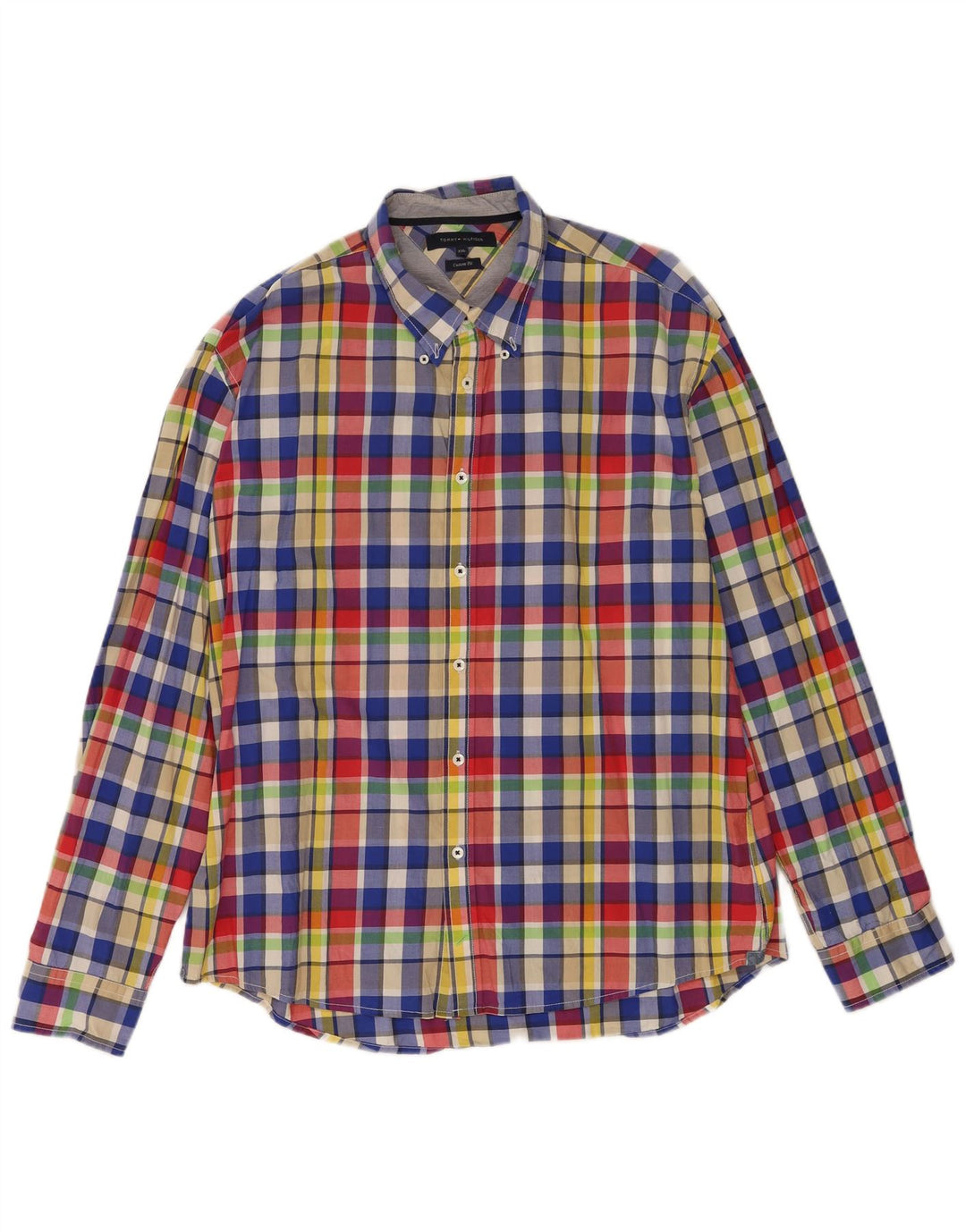 Tommy Hilfiger Herre Custom Fit skjorte 2XL flerfarvet ternet bomuld