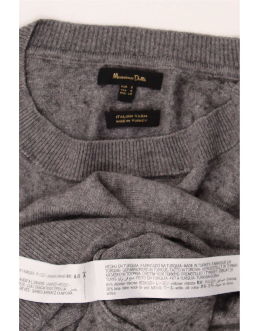 Massimo Dutti Herre Loose Fit Crew Neck Jumper Sweater Small Grey Viscose