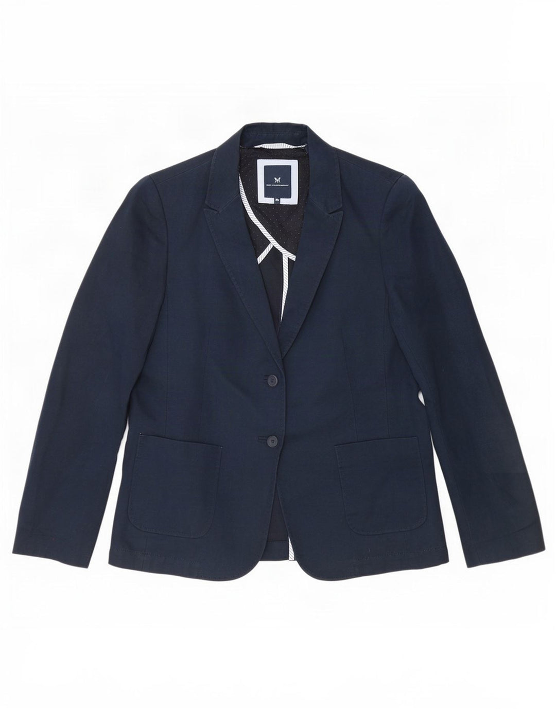 Crew Clothing Dame 2-knaps blazerjakke UK 10 Small Navy Blue Linen