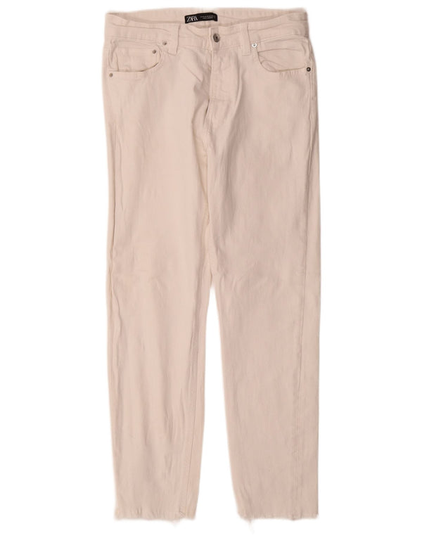 ZARA Herre Slim Jeans EU 42 Large W32 L28 Hvid Bomuld