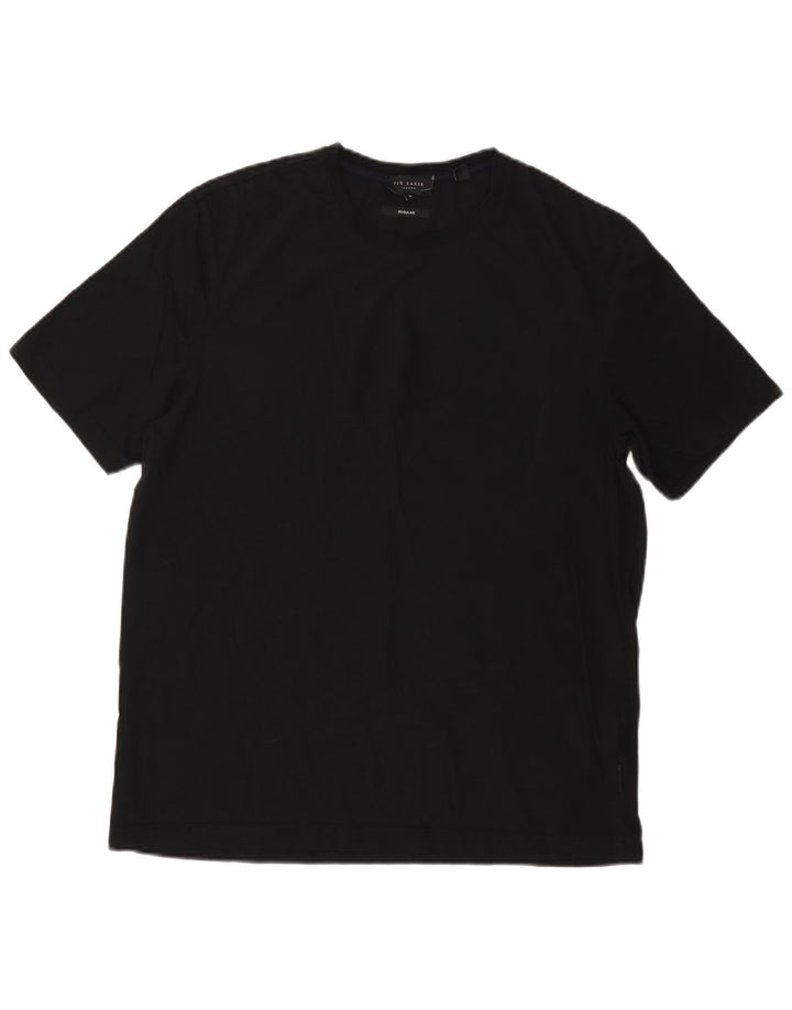 Ted Baker Herre Regular T-Shirt Top Størrelse 3 Medium Sort Bomuld