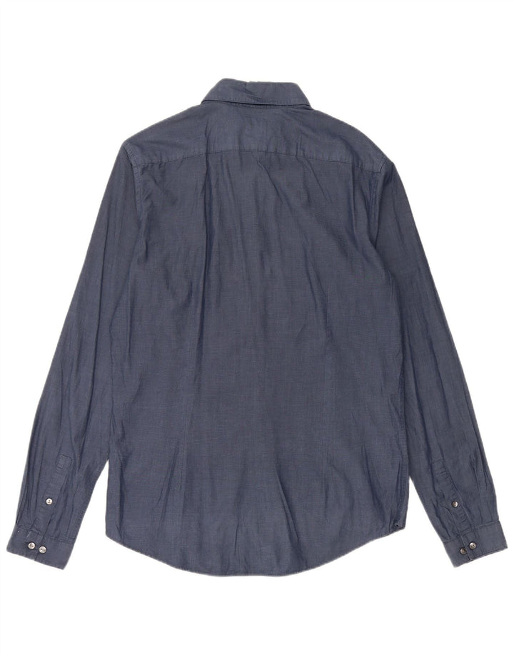 CALVIN KLEIN Herre Slim Fit Skjorte Størrelse 40 Medium Marineblå Bomuld