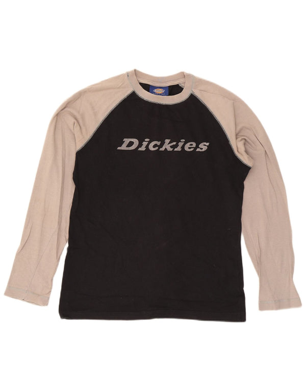 Dickies Mens Graphic Top Long Sleeve Small Black Colourblock Cotton