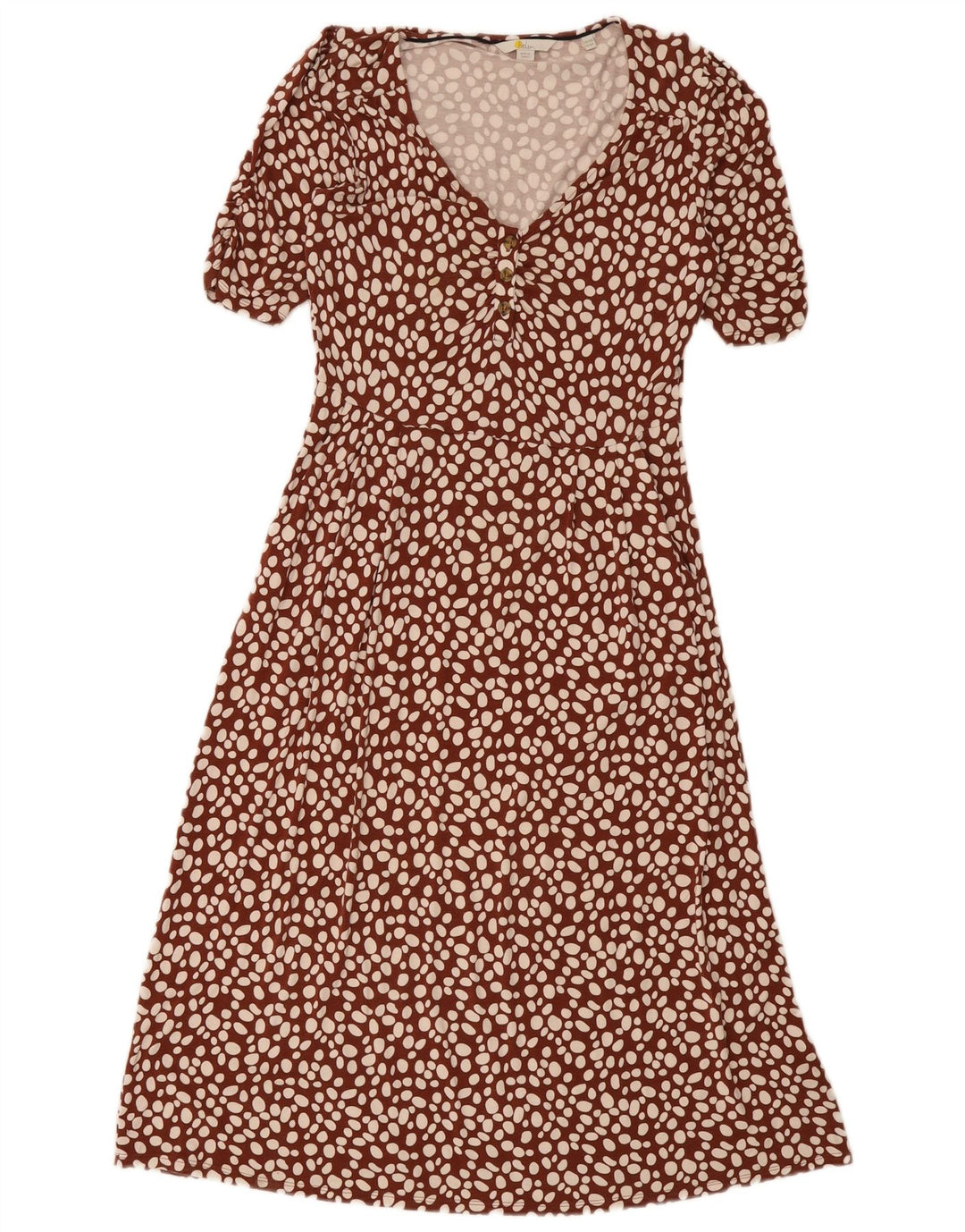 Boden Dame Maxikjole UK 12 Medium Brun Plettet