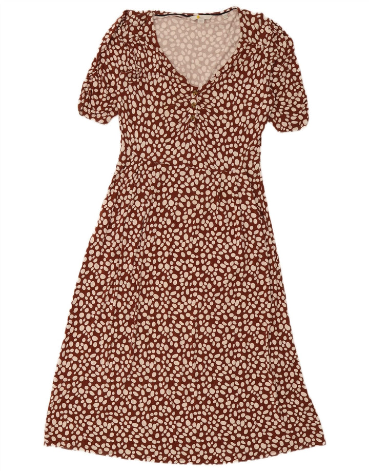 Boden Dame Maxikjole UK 12 Medium Brun Plettet