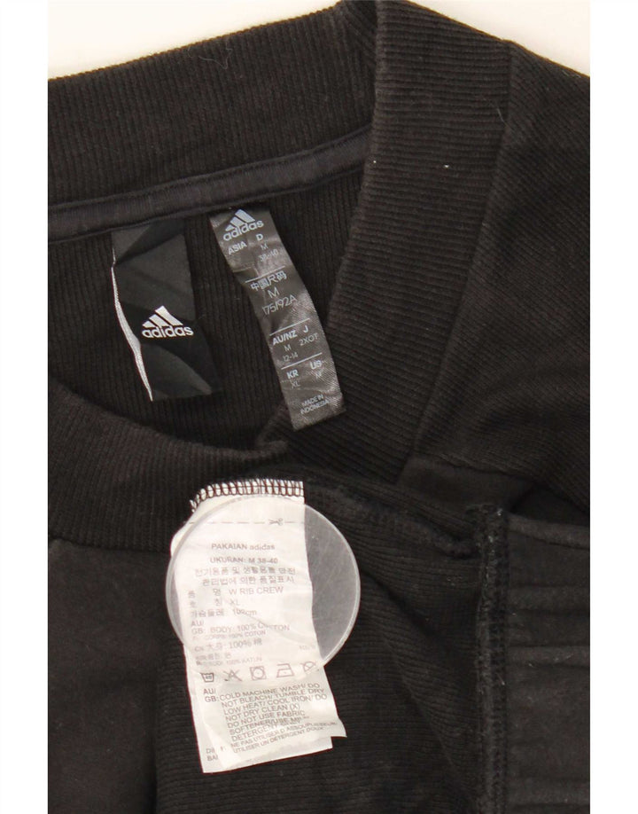 Adidas Womens Crop Sweatshirt Jumper UK 14 Medium Black Colourblock