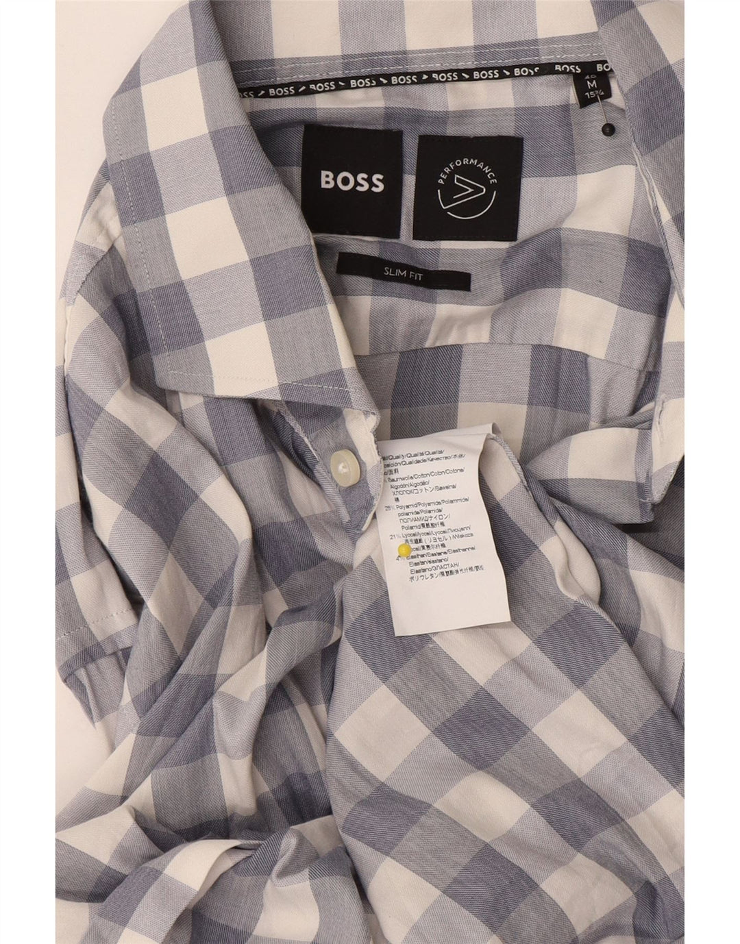 Hugo Boss Herre Slim Fit Skjorte Størrelse 15 1/2 Medium Blue Ternet Bomuld