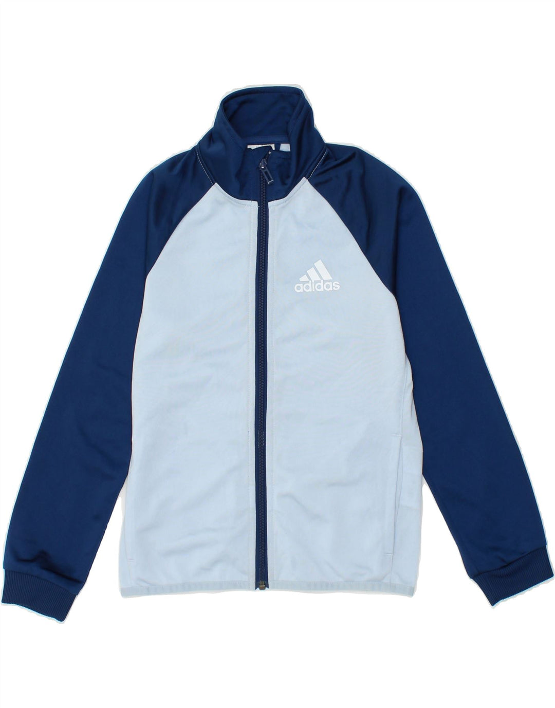 ADIDAS Boys Tracksuit Top Jacket 9-10 Years Blue Colourblock Polyester Vintage Adidas and Second-Hand Adidas from Messina Hembry 