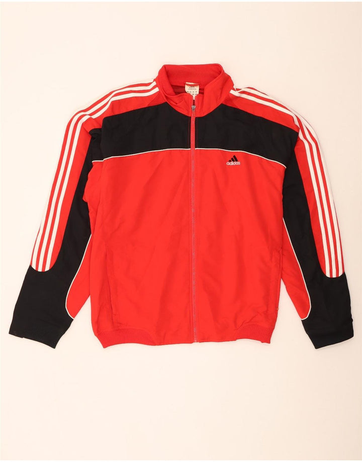 Adidas herre tracksuit jakke UK 48/50 XL Rød Colourblock Polyester