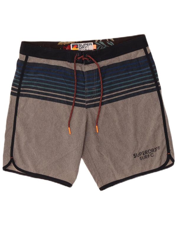 Superdry Herre grafiske almindelige svømmeshorts, store gråstribede polyester