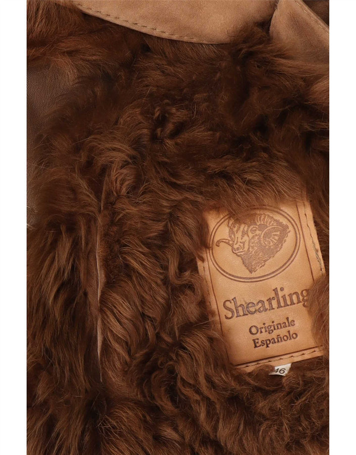 Vintage Herre Shearling Overfrakke IT 46 Small Beige