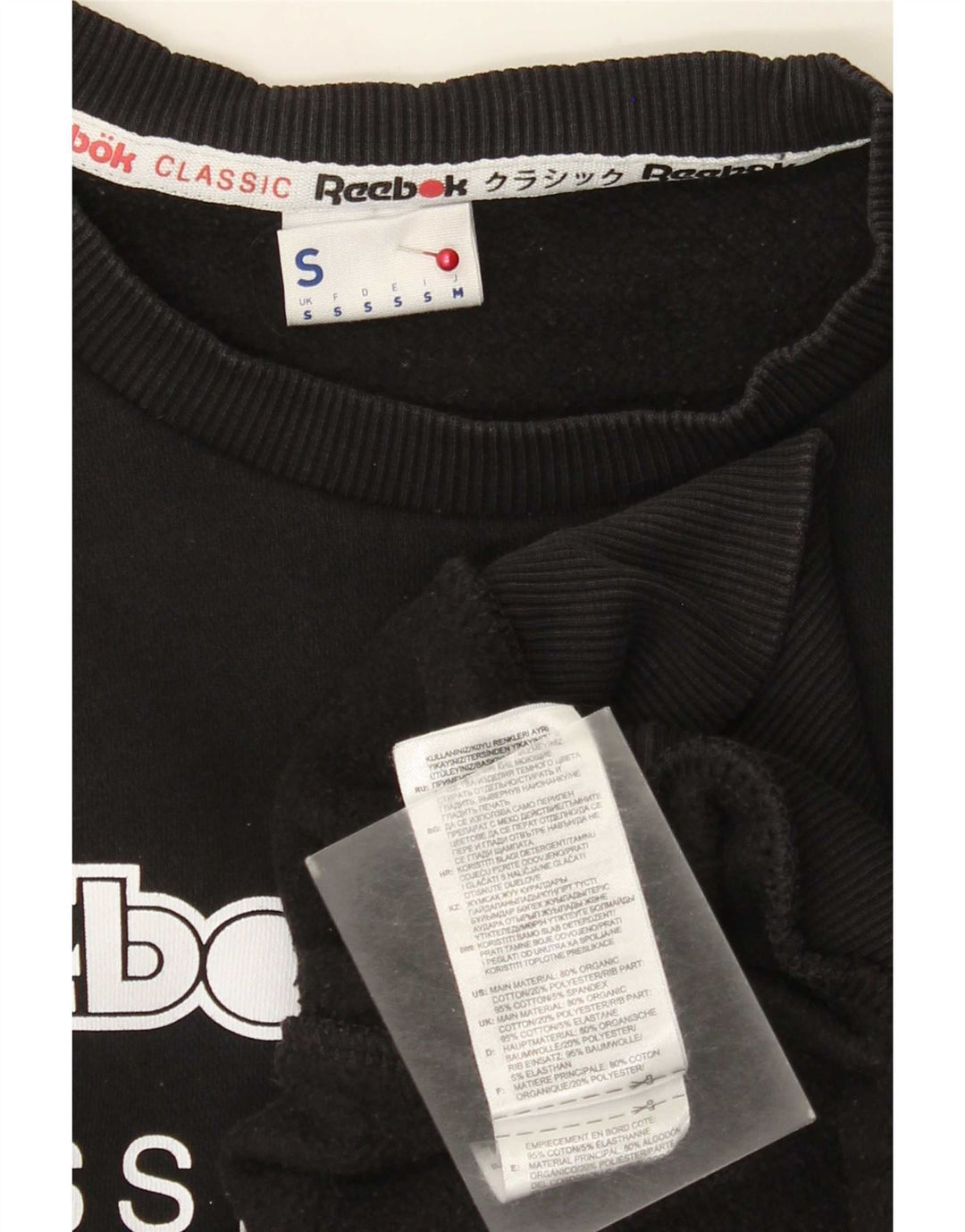 Reebok Herre Grafisk Sweatshirt Jumper Lille sort bomuld