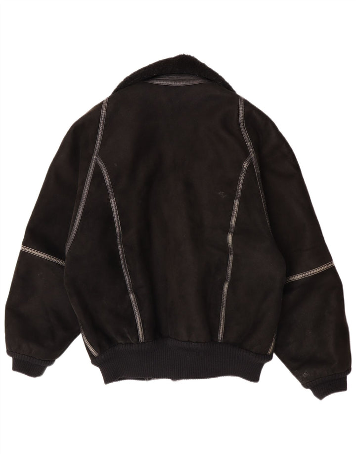 Vintage Herre Shearling Jacket IT 50 Large Black Shearling
