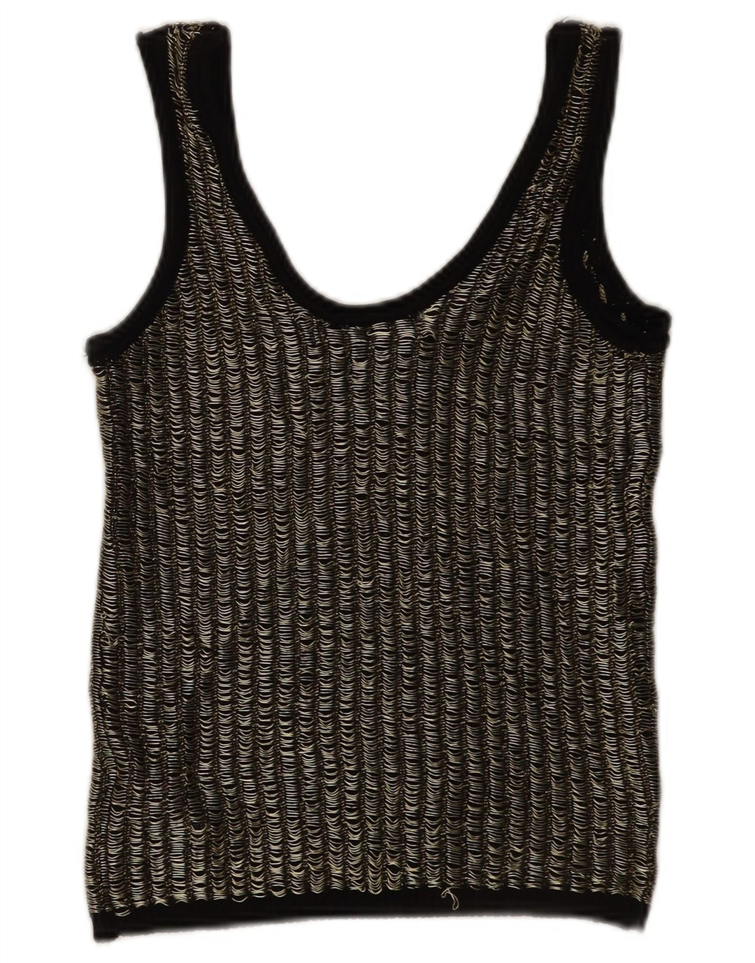 Zara Womens Crop Vest Top UK 12 Medium Sort Stribet Viscose