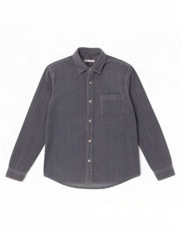 Zara Herre Corduroy skjorte Medium Blue Bomuld