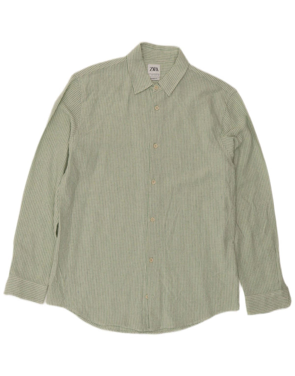 Zara Herre Relaxed Fit skjorte Medium Green Pinstripe