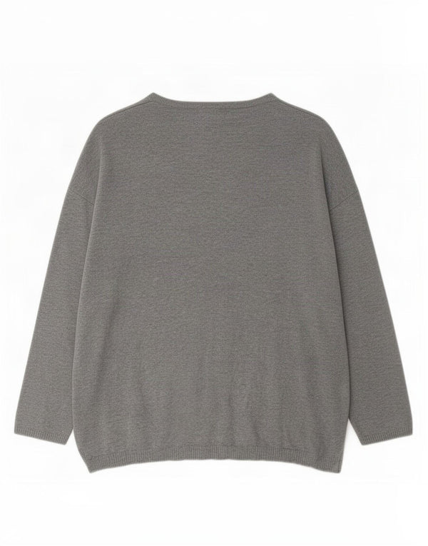 Zara Dame V-hals sweater UK 14 Medium Grey Flecked