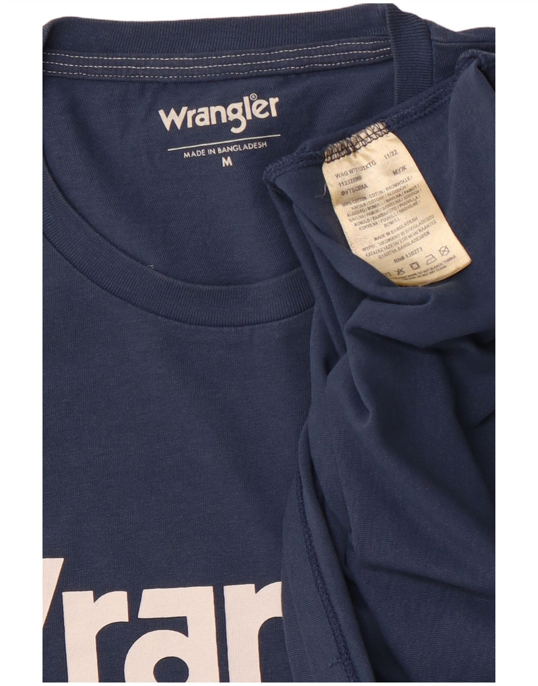 WRANGLER Herre grafisk T-shirt Top Medium Navyblå Bomuld