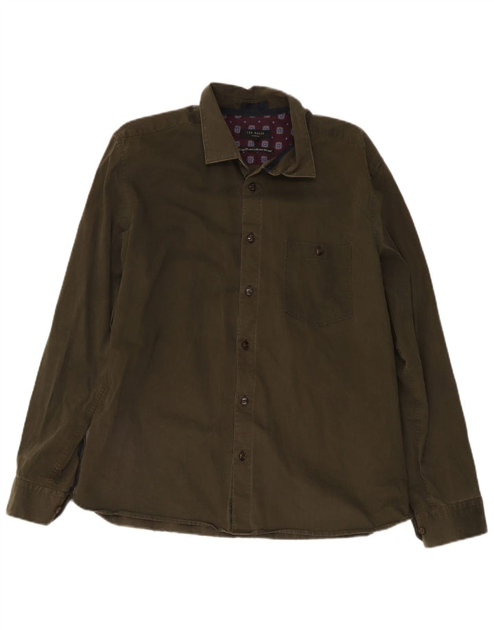 Ted Baker Herreskjorte str. 5 XL Khaki Bomuld