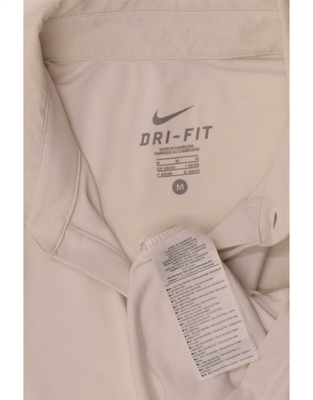 Nike Dri Fit poloshirt til mænd UK 38/40 Medium White Colourblock Polyester