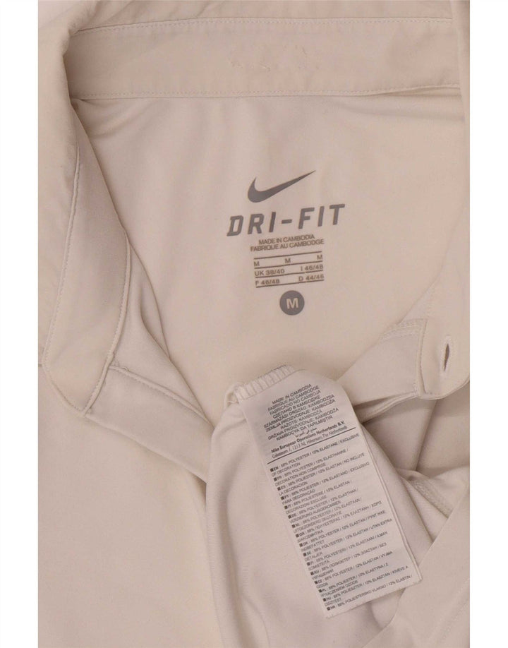 Nike Dri Fit poloshirt til mænd UK 38/40 Medium White Colourblock Polyester