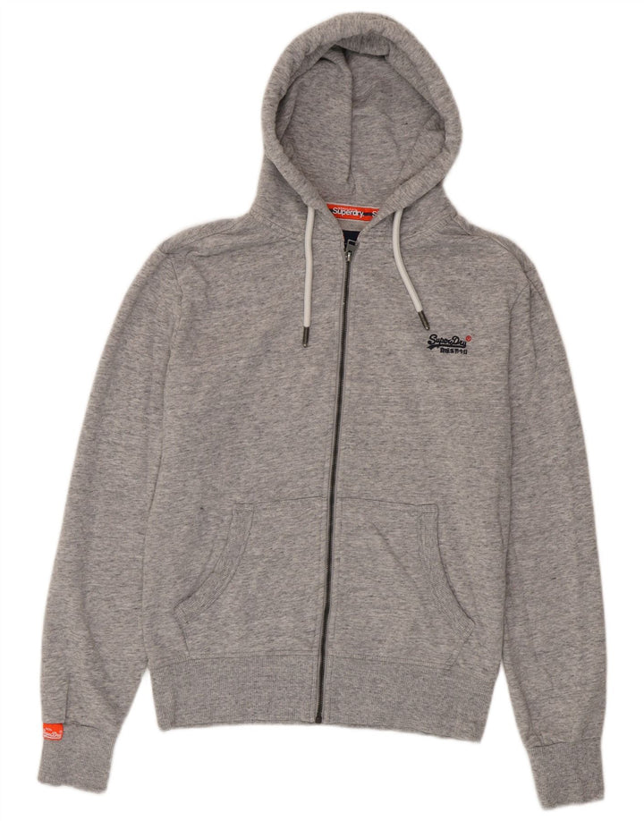 Superdry Hættetrøje med lynlås til mænd, lille grå flækket bomuld