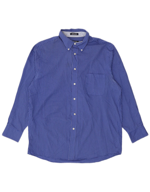 Chaps Herre Classic Fit skjorte str. 16 16 1/2 Large Blue Gingham Cotton