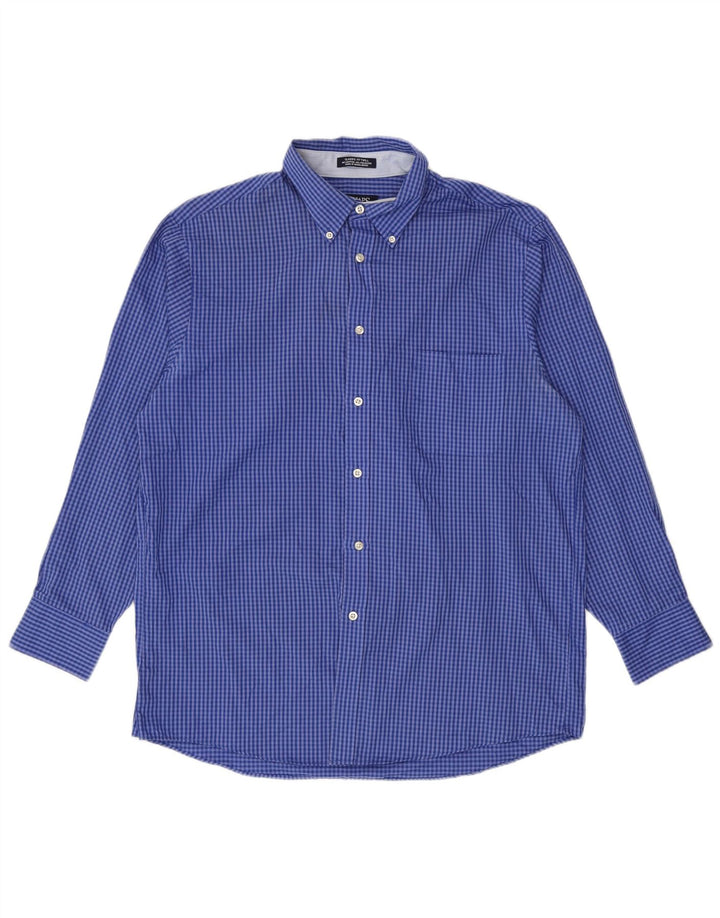 Chaps Herre Classic Fit skjorte str. 16 16 1/2 Large Blue Gingham Cotton