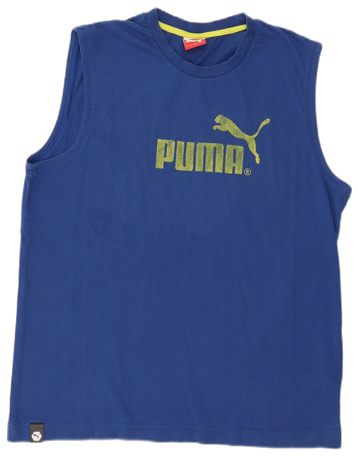 Puma Herre Grafisk Vest Top Stor Blå Bomuld