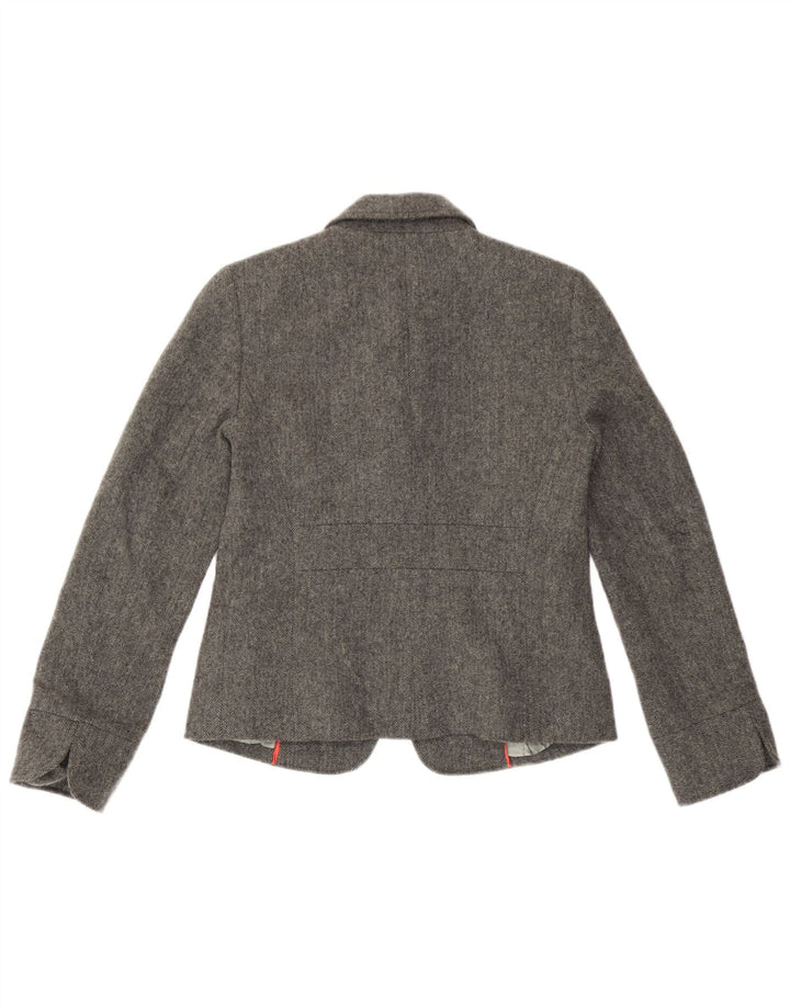 J. Crew Dame 1-knap blazerjakke US 4 lille grå sildebensuld
