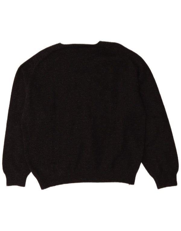 Henry Cottons Herre V-hals sweater Stor sort Flecked Uld