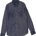 GUESS Mens Denim Shirt Medium Navy Blue Spotted Cotton Vintage Guess and Second-Hand Guess from Messina Hembry 