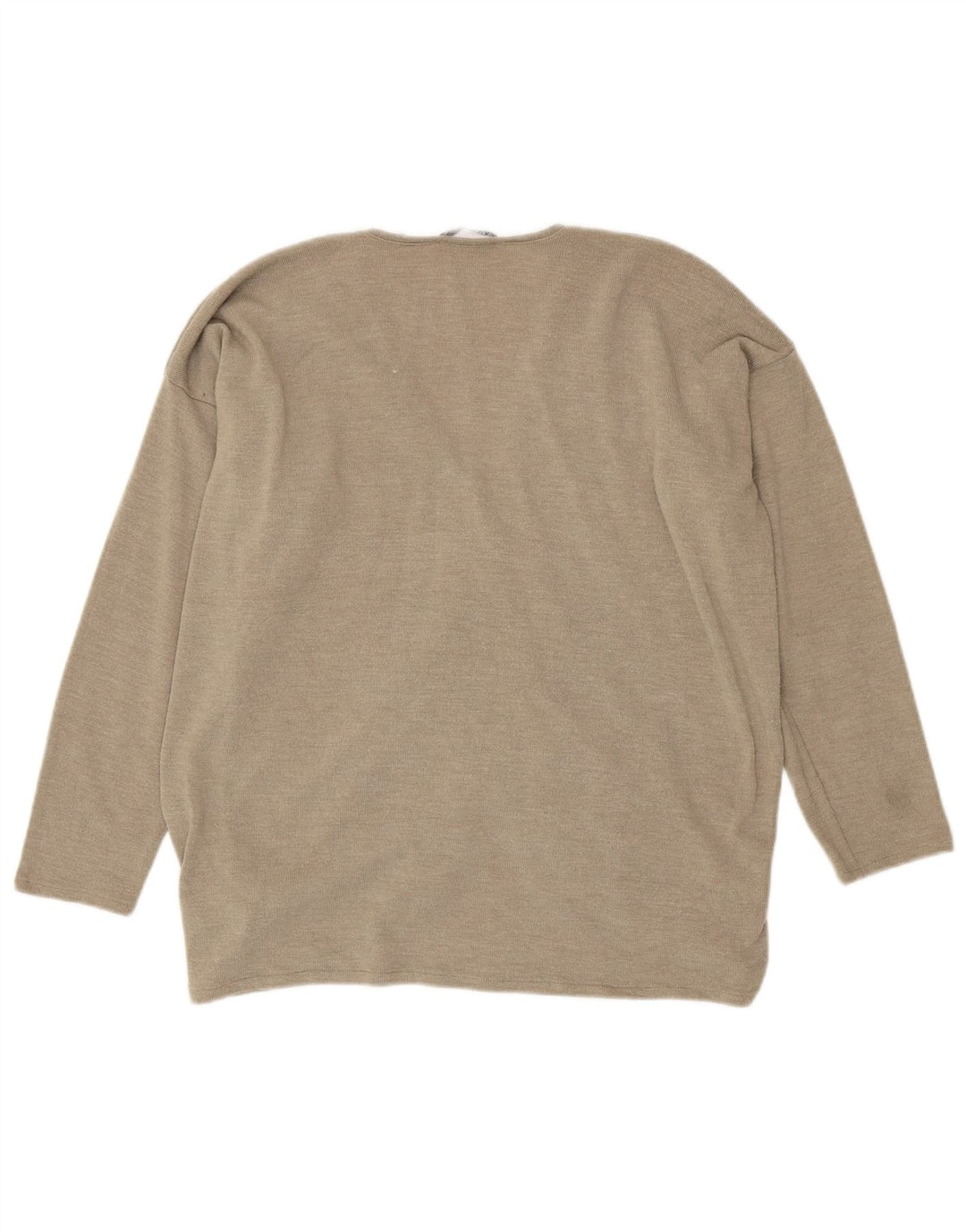 Zara Dame Oversized Top Langærmet UK 12 Medium Beige Polyester