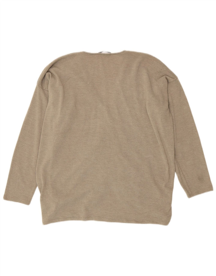 Zara Dame Oversized Top Langærmet UK 12 Medium Beige Polyester
