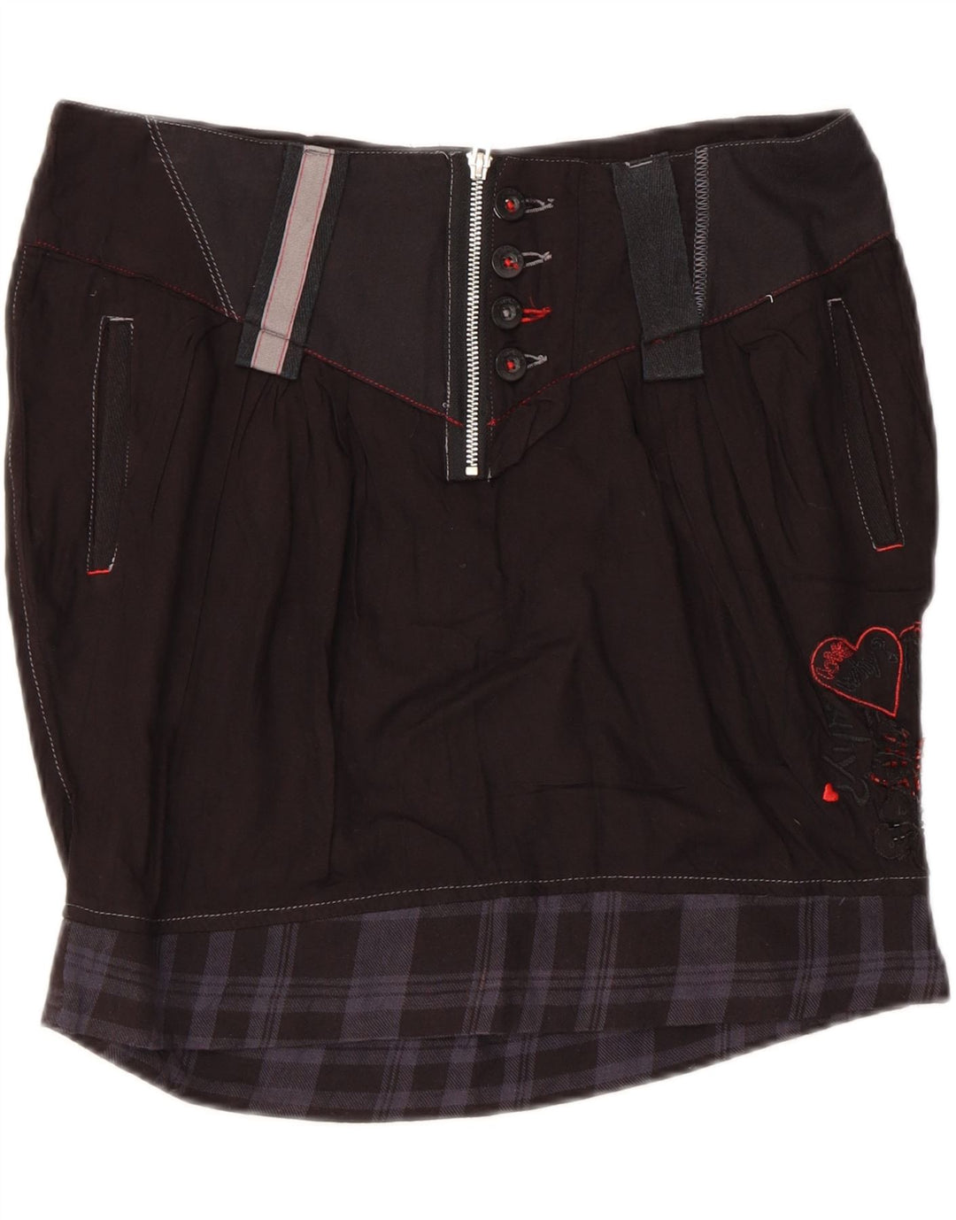 Desigual trompetnederdel til kvinder EU 38 Medium W32 sort ternet bomuld