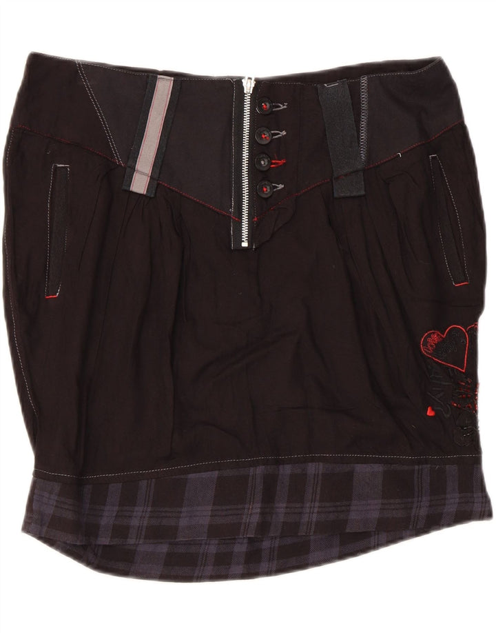 Desigual trompetnederdel til kvinder EU 38 Medium W32 sort ternet bomuld