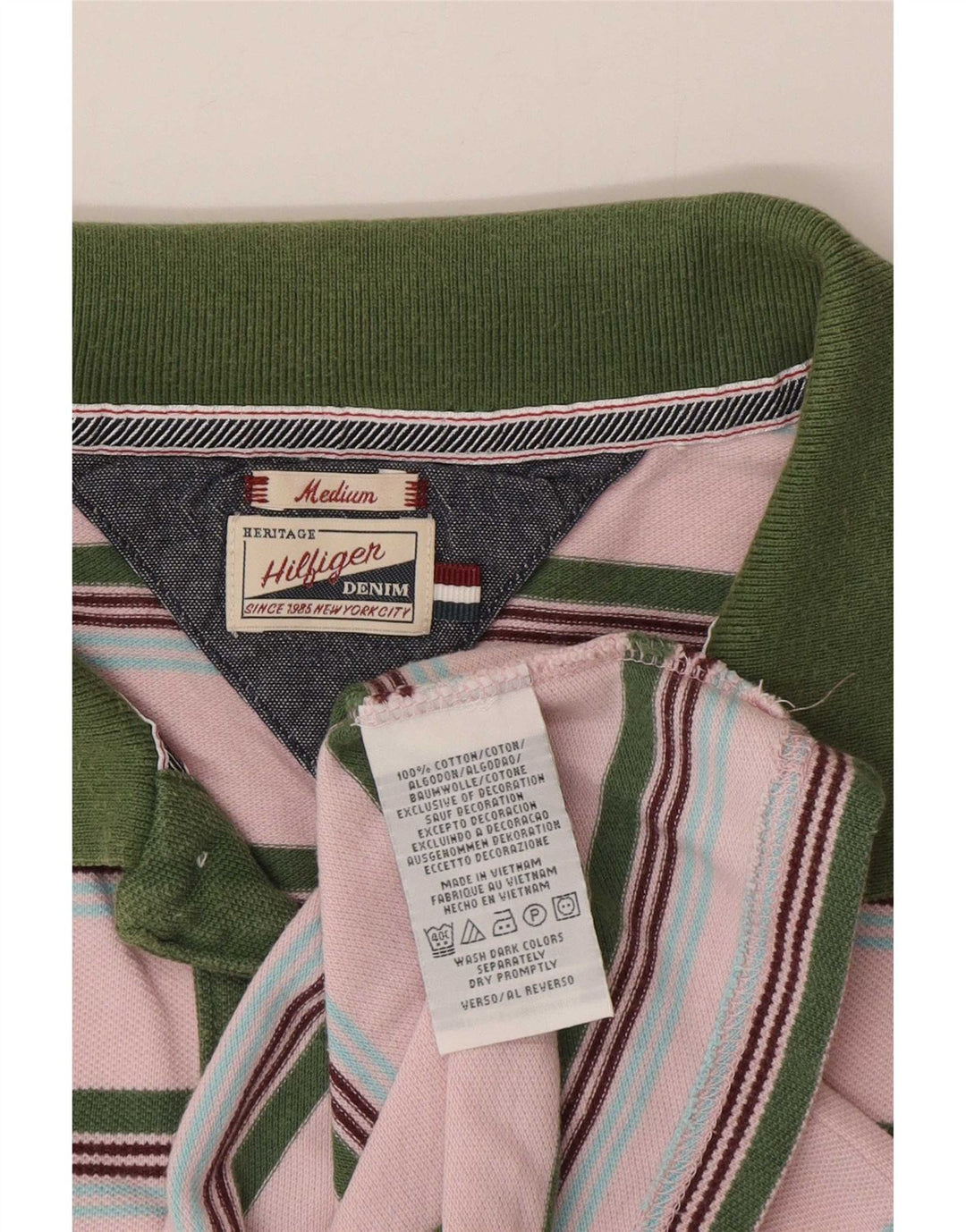 Tommy Hilfiger Herre poloshirt Medium Pink Stribet Bomuld