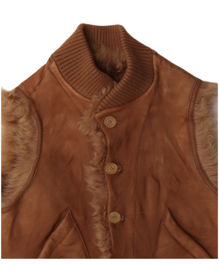 Vintage Dame Shearling Gilet UK 12 Medium Beige