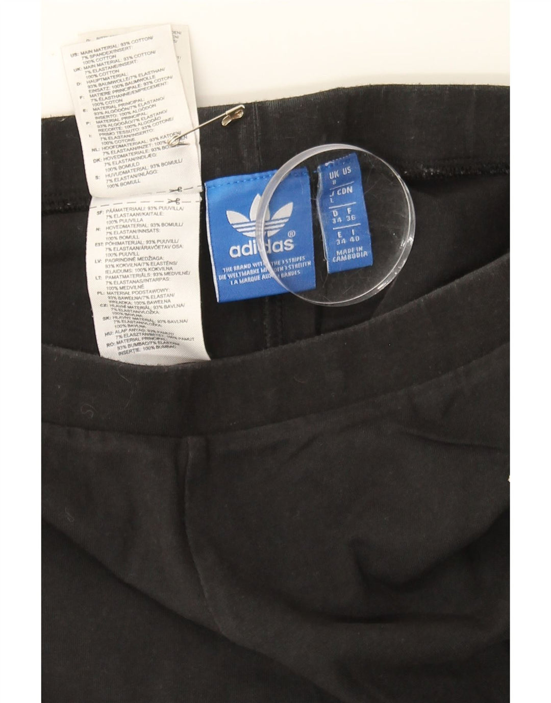 ADIDAS Womens Graphic Leggings UK 8 Small  Black Cotton