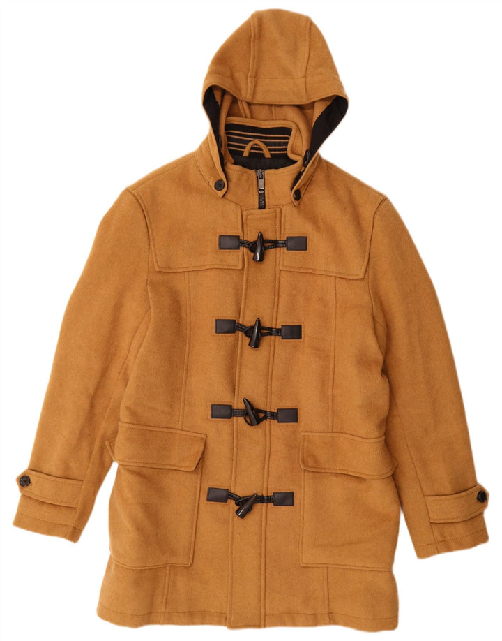 Zara Herre Hooded Duffel Coat UK 40 Large Brown Polyester