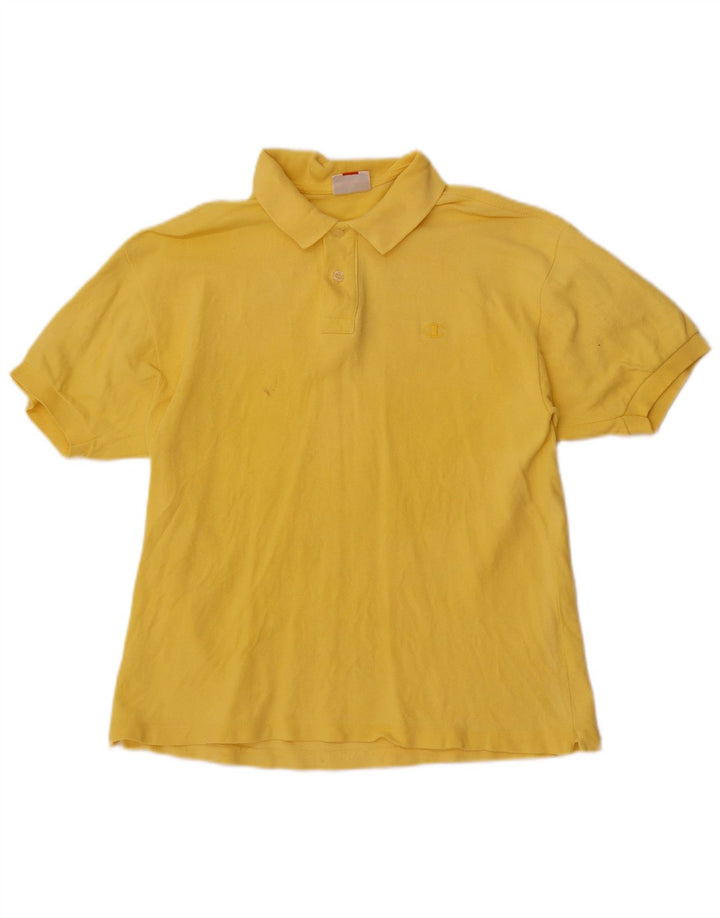 Champion Dame Polo Shirt UK 12 Medium Gul Bomuld