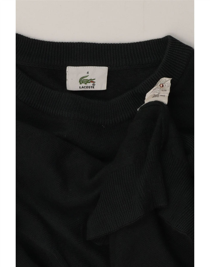 LACOSTE Herre Boat Neck Jumper Sweater Størrelse 4 Medium Sort Uld