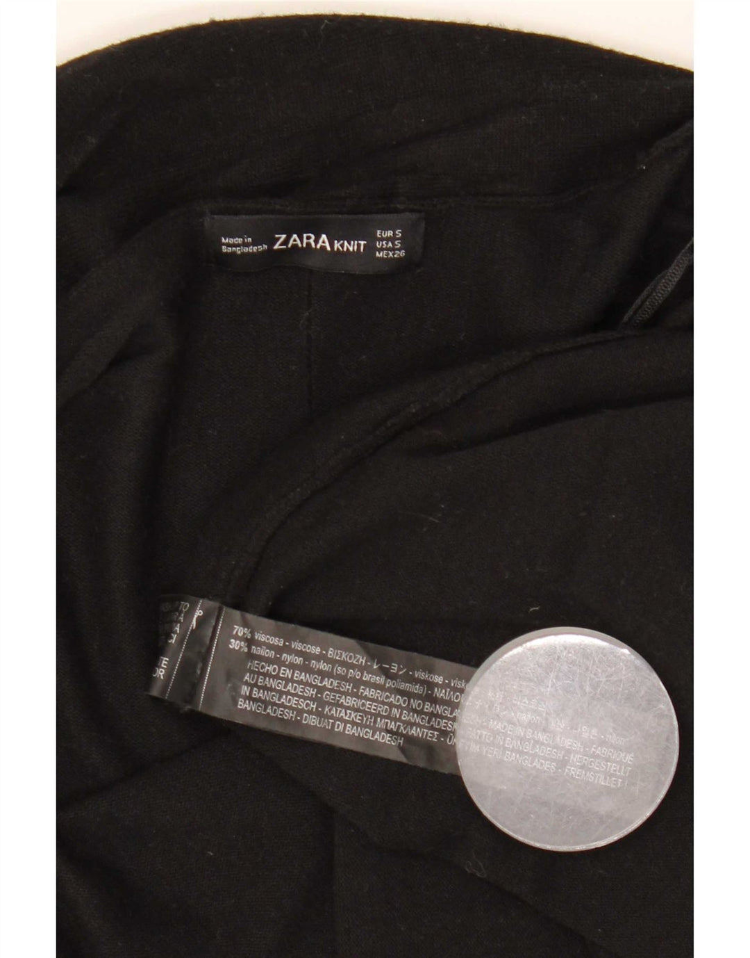 Zara Womens Open Cardigan Sweater UK 10 Small Black Viscose
