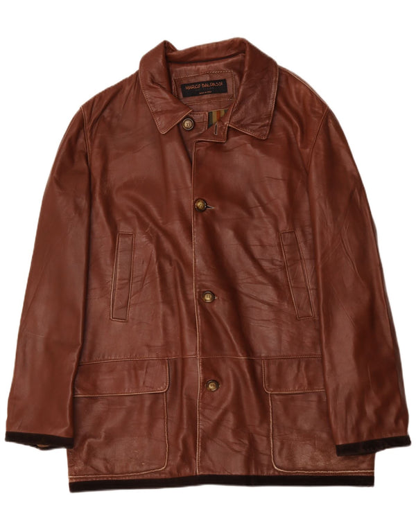 Marco Baldassari Mens Leather Coat UK 42 XL Brown
