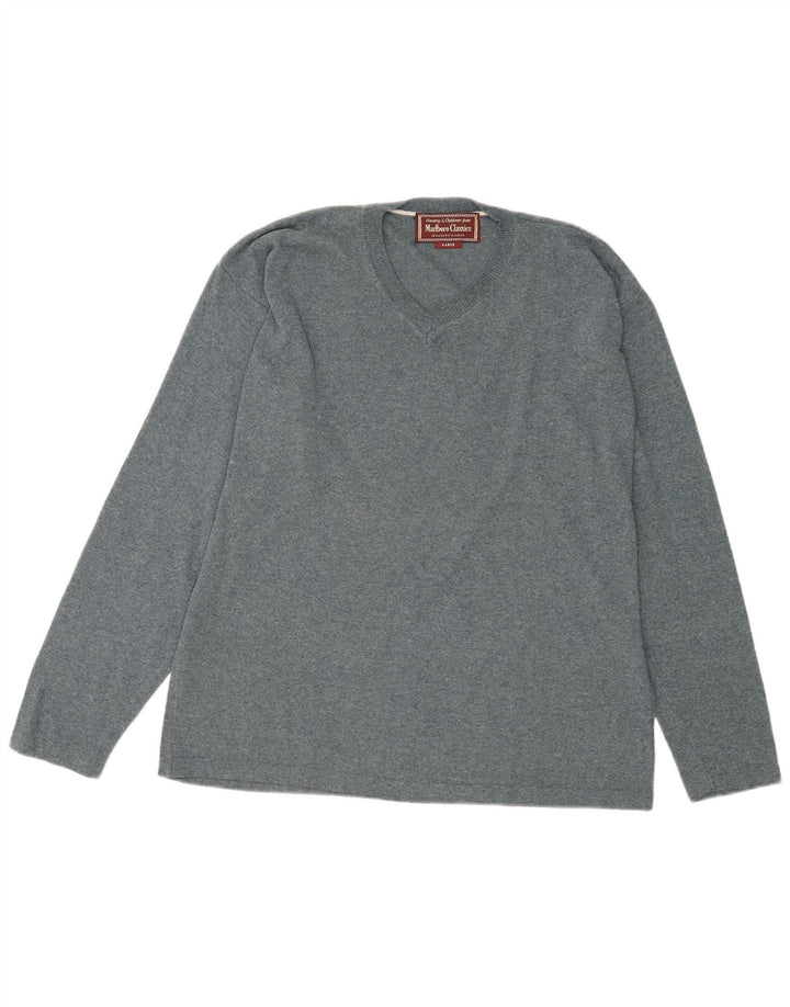 Marlboro Classics Herre V-hals trøje Sweater Stor Grå Flecked Akryl