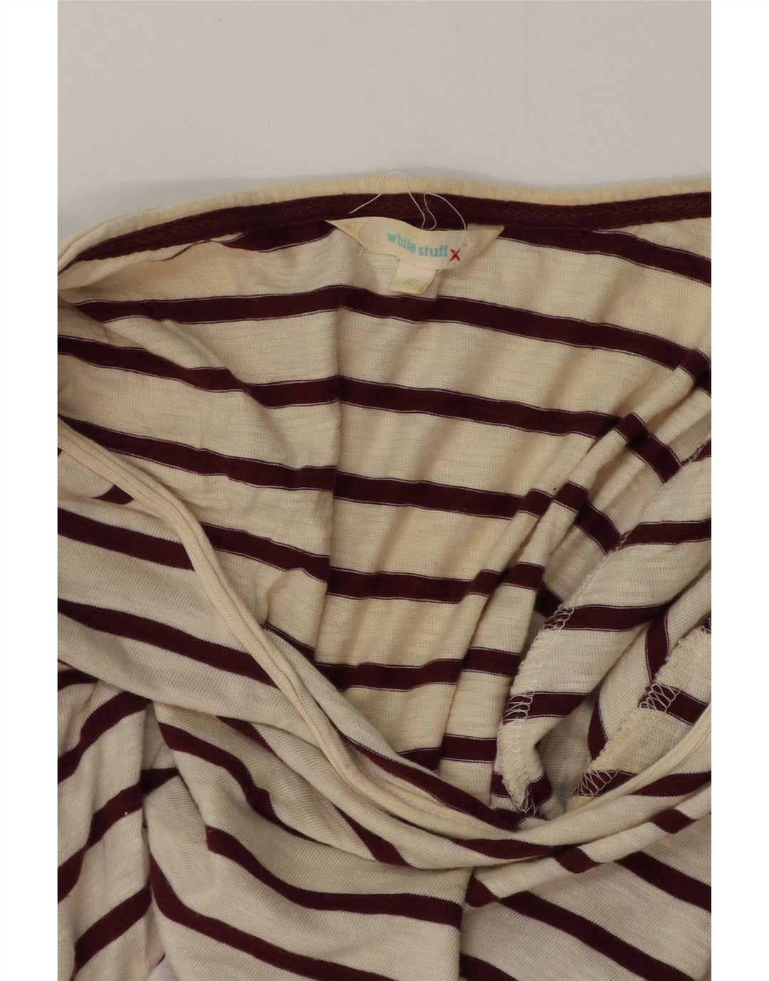 White Stuff Dame Top Langærmet UK 10 Small Off White Stribet