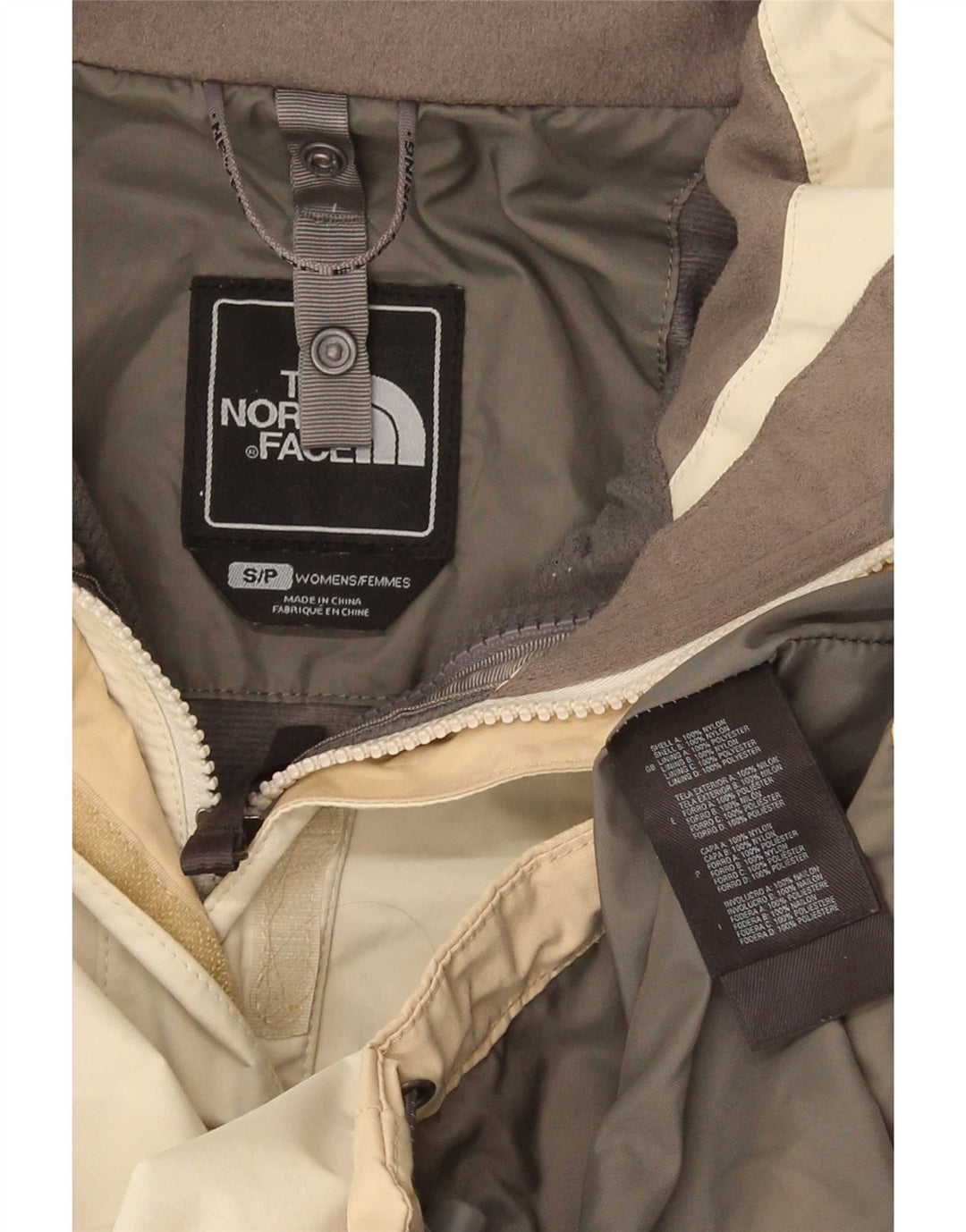 The North Face Regnjakke med hætte til kvinder UK 10 Small Beige Colourblock