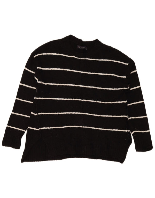 Marks & Spencer Dame Boat Neck Jumper Sweater UK 14 Medium Sort Stribet
