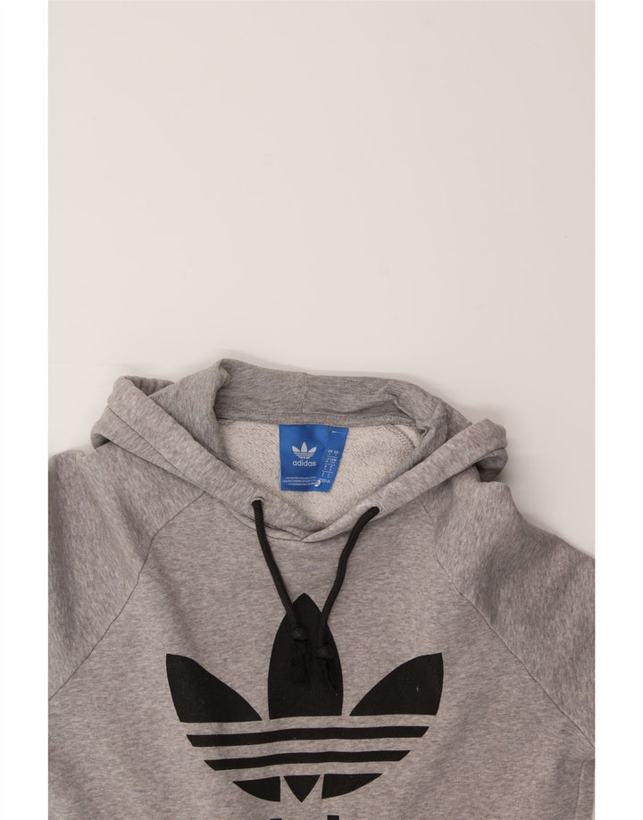 ADIDAS Mens Graphic Hoodie Jumper Small Grey Cotton Vintage Adidas and Second-Hand Adidas from Messina Hembry 